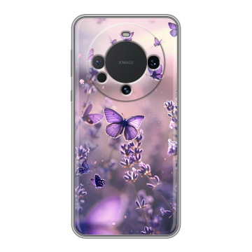 Силиконовый чехол на Huawei Mate 60 с принтом бабочки и лаванда Силиконовый чехол на Huawei Mate 60 с принтом бабочки и лаванда