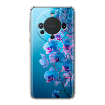 Силиконовый чехол на Huawei Mate 60 с принтом голубые орхидеи