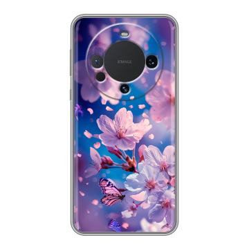Силиконовый чехол на Huawei Mate 60 с принтом цветы бабочки