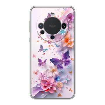Силиконовый чехол на Huawei Mate 60 с принтом цветы бабочки