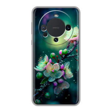 Силиконовый чехол на Huawei Mate 60 с принтом Цветы и мрамор