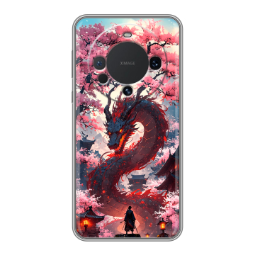 Силиконовый чехол на Huawei Mate 60 с принтом Дракон Японский