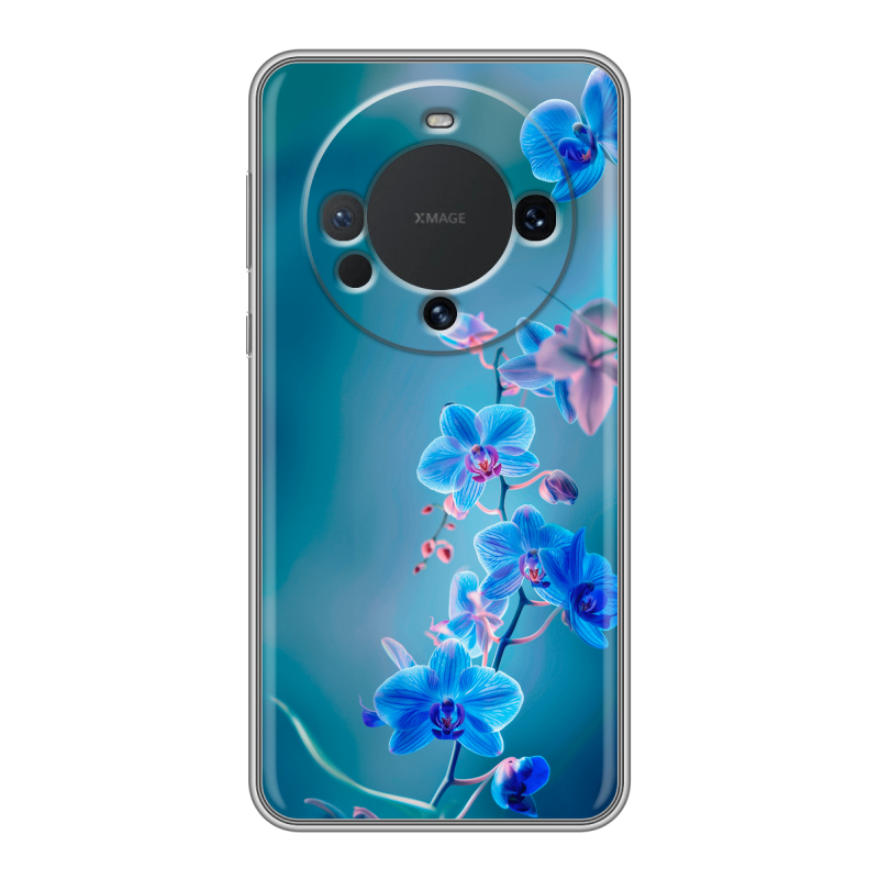 Силиконовый чехол на Huawei Mate 60 с принтом Голубые цветы Силиконовый чехол на Huawei Mate 60 с принтом Голубые цветы