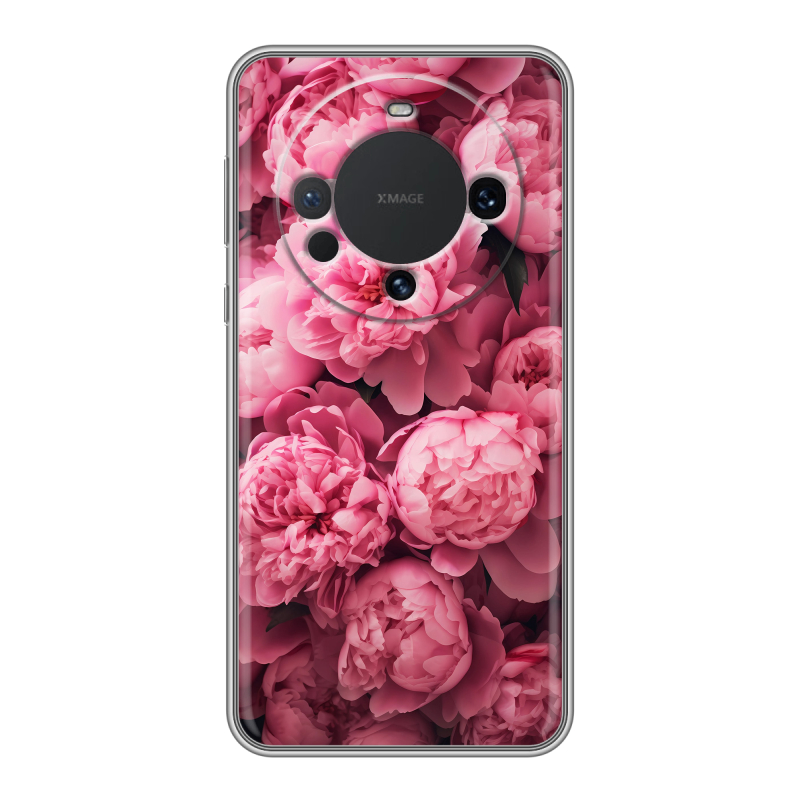 Силиконовый чехол на Huawei Mate 60 с принтом цветы пионы Силиконовый чехол на Huawei Mate 60 с принтом цветы пионы