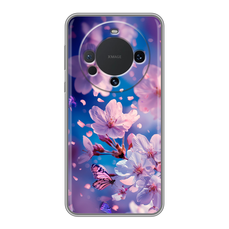 Силиконовый чехол на Huawei Mate 60 с принтом цветы бабочки Силиконовый чехол на Huawei Mate 60 с принтом цветы бабочки
