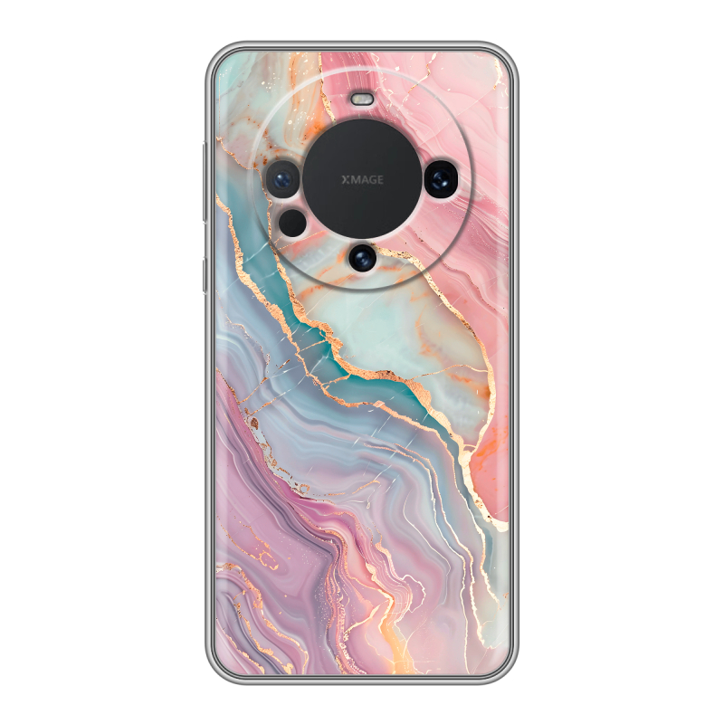 Силиконовый чехол на Huawei Mate 60 с принтом розовый мрамор Силиконовый чехол на Huawei Mate 60 с принтом розовый мрамор