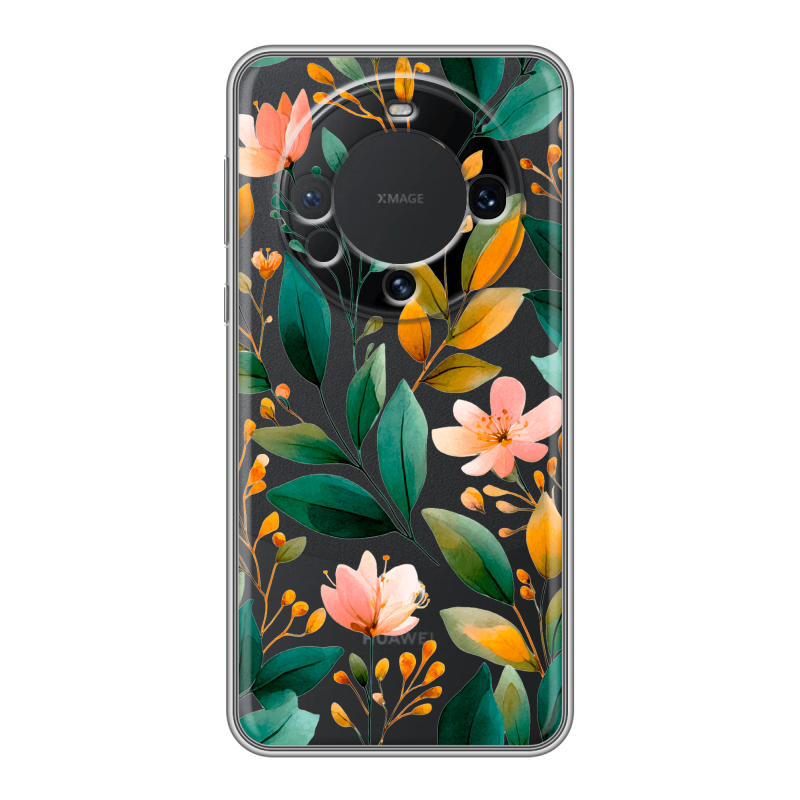 Силиконовый чехол на Huawei Mate 60 с принтом Цветы паттерн Силиконовый чехол на Huawei Mate 60 с принтом Цветы паттерн