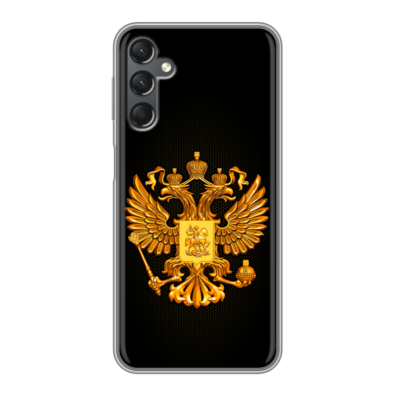 Силиконовый чехол на Samsung Galaxy A25 5G с принтом Герб России желтый Силиконовый чехол на Samsung Galaxy A25 5G с принтом Герб России желтый