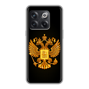 Силиконовый чехол на OnePlus Ace Pro с принтом Герб России желтый