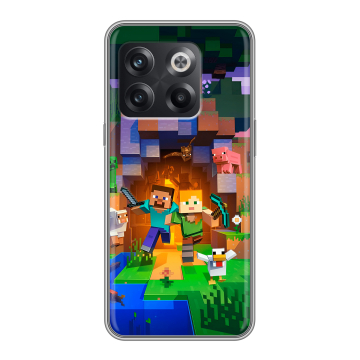 Силиконовый чехол на OnePlus Ace Pro с принтом Майнкрафт Minecraft