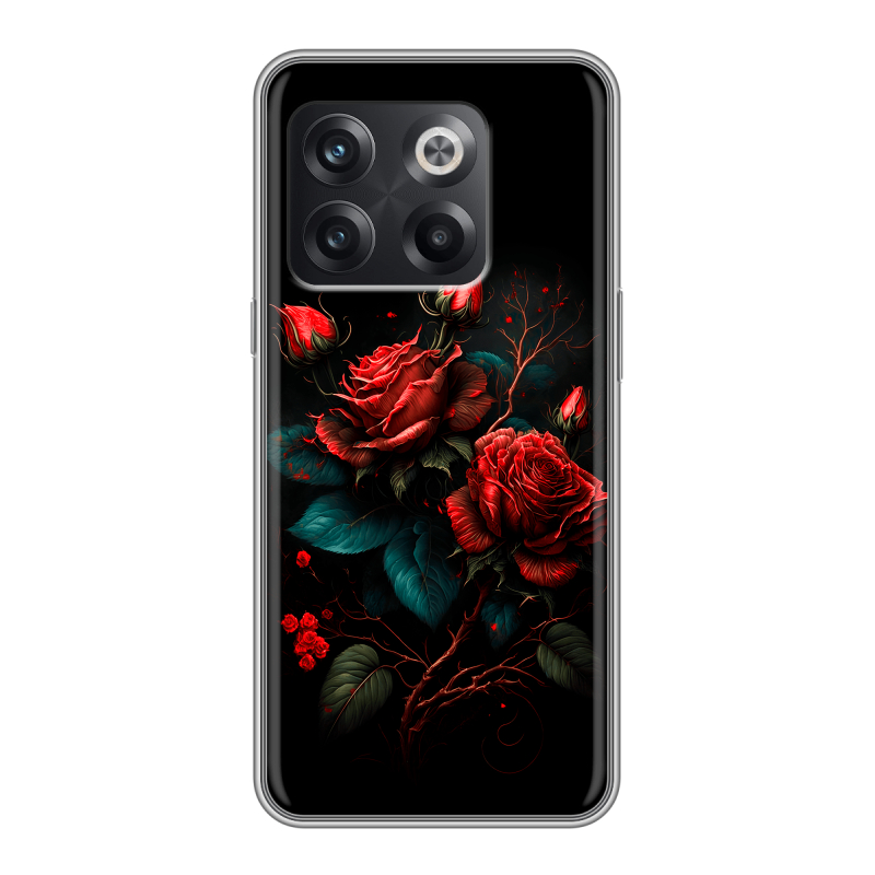 Силиконовый чехол на OnePlus Ace Pro с принтом Розы красные Силиконовый чехол на OnePlus Ace Pro с принтом Розы красные