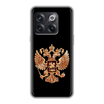 Силиконовый чехол на OnePlus 10T с принтом Герб России золотой