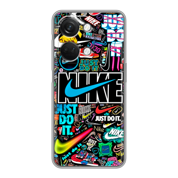 Силиконовый чехол на OnePlus Ace 2V с принтом найк nike черный
