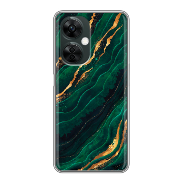 Силиконовый чехол на OnePlus Nord CE 3 Lite 5G с принтом Мрамор зеленое золото
