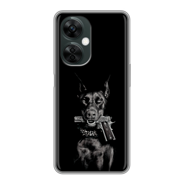 Силиконовый чехол на OnePlus Nord CE 3 Lite 5G с принтом Доберман и пистолет