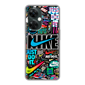 Силиконовый чехол на OnePlus Nord CE 3 Lite 5G с принтом найк nike черный Силиконовый чехол на OnePlus Nord CE 3 Lite 5G с принтом найк nike черный