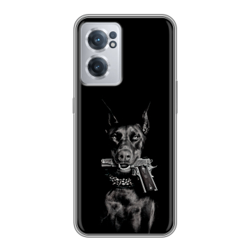 Силиконовый чехол на OnePlus Nord CE 2 5G с принтом Доберман и пистолет