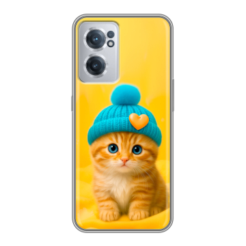 Силиконовый чехол на OnePlus Nord CE 2 5G с принтом Котенок в шапке Силиконовый чехол на OnePlus Nord CE 2 5G с принтом Котенок в шапке
