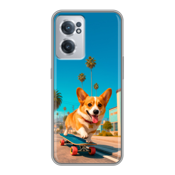 Силиконовый чехол на OnePlus Nord CE 2 5G с принтом Корги на скейте Силиконовый чехол на OnePlus Nord CE 2 5G с принтом Корги на скейте