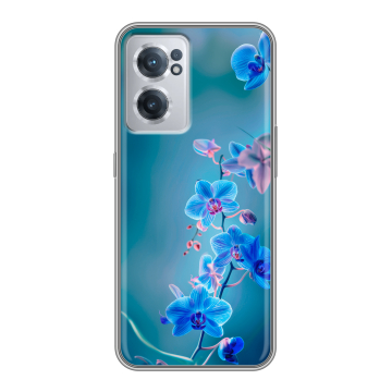 Силиконовый чехол на OnePlus Nord CE 2 5G с принтом Голубые цветы Силиконовый чехол на OnePlus Nord CE 2 5G с принтом Голубые цветы