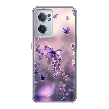 Силиконовый чехол на OnePlus Nord CE 2 5G с принтом бабочки и лаванда Силиконовый чехол на OnePlus Nord CE 2 5G с принтом бабочки и лаванда