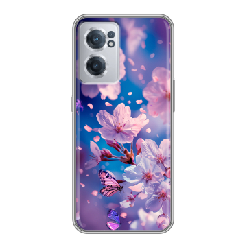Силиконовый чехол на OnePlus Nord CE 2 5G с принтом цветы бабочки Силиконовый чехол на OnePlus Nord CE 2 5G с принтом цветы бабочки