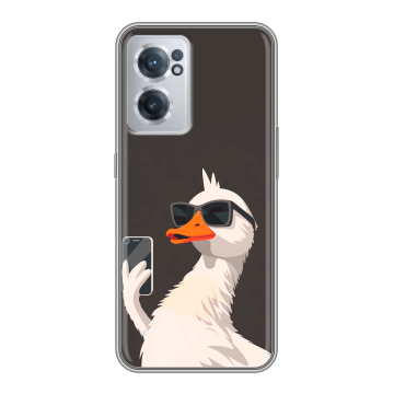 Силиконовый чехол на OnePlus Nord CE 2 5G с принтом утка в очках Силиконовый чехол на OnePlus Nord CE 2 5G с принтом утка в очках