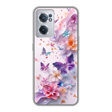 Силиконовый чехол на OnePlus Nord CE 2 5G с принтом цветы бабочки Силиконовый чехол на OnePlus Nord CE 2 5G с принтом цветы бабочки