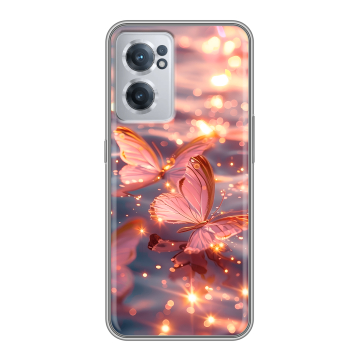 Силиконовый чехол на OnePlus Nord CE 2 5G с принтом бабочки розовые Силиконовый чехол на OnePlus Nord CE 2 5G с принтом бабочки розовые