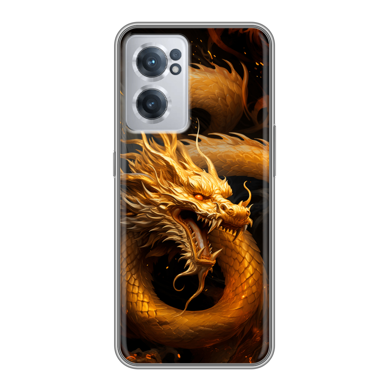 Силиконовый чехол на OnePlus Nord CE 2 5G с принтом Золотой дракон Силиконовый чехол на OnePlus Nord CE 2 5G с принтом Золотой дракон