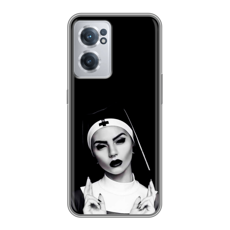 Силиконовый чехол на OnePlus Nord CE 2 5G с принтом монашка Силиконовый чехол на OnePlus Nord CE 2 5G с принтом монашка