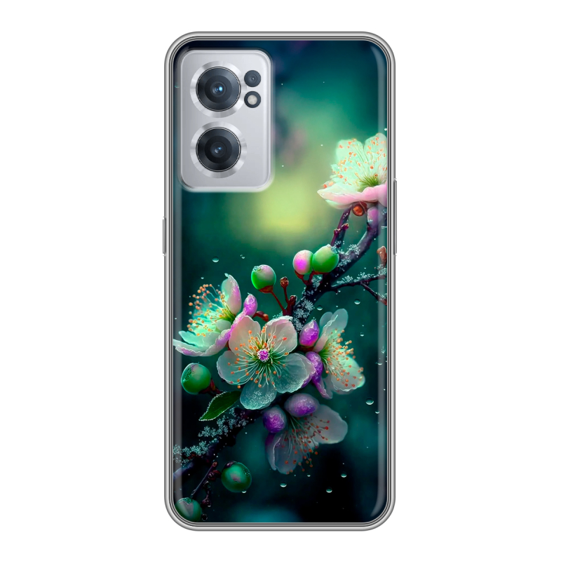 Силиконовый чехол на OnePlus Nord CE 2 5G с принтом Цветы и мрамор Силиконовый чехол на OnePlus Nord CE 2 5G с принтом Цветы и мрамор