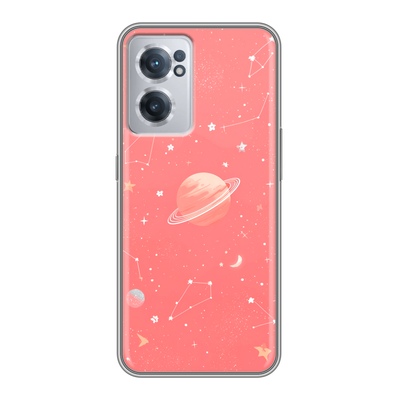 Силиконовый чехол на OnePlus Nord CE 2 5G с принтом Розовый космос Силиконовый чехол на OnePlus Nord CE 2 5G с принтом Розовый космос