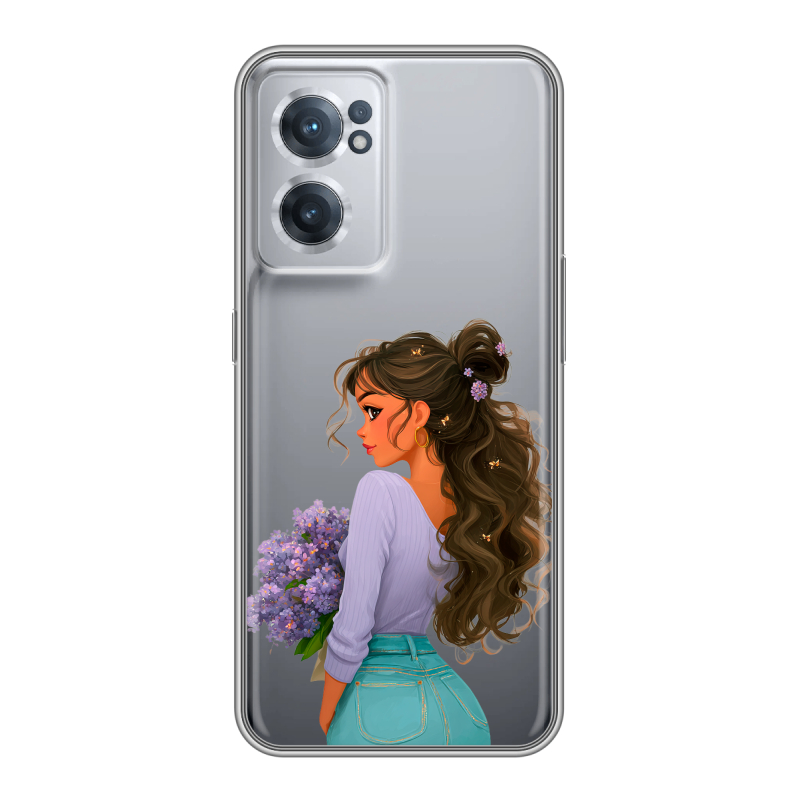 Силиконовый чехол на OnePlus Nord CE 2 5G с принтом девушка цветы Силиконовый чехол на OnePlus Nord CE 2 5G с принтом девушка цветы