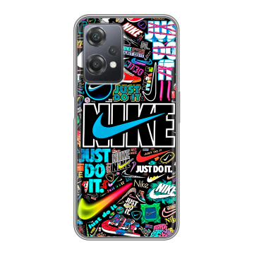 Силиконовый чехол на OnePlus Nord CE 2 Lite с принтом найк nike черный Силиконовый чехол на OnePlus Nord CE 2 Lite с принтом найк nike черный