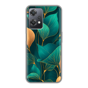 Силиконовый чехол на OnePlus Nord CE 2 Lite с принтом Листья и золото