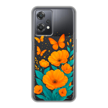 Силиконовый чехол на OnePlus Nord CE 2 Lite с принтом цветы бабочки