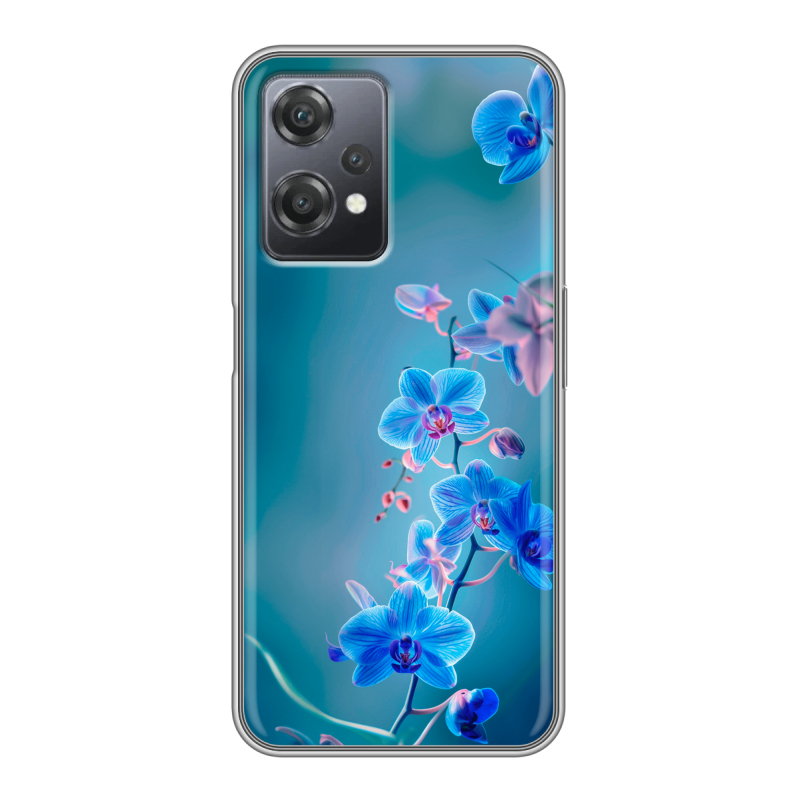 Силиконовый чехол на OnePlus Nord CE 2 Lite с принтом Голубые цветы Силиконовый чехол на OnePlus Nord CE 2 Lite с принтом Голубые цветы