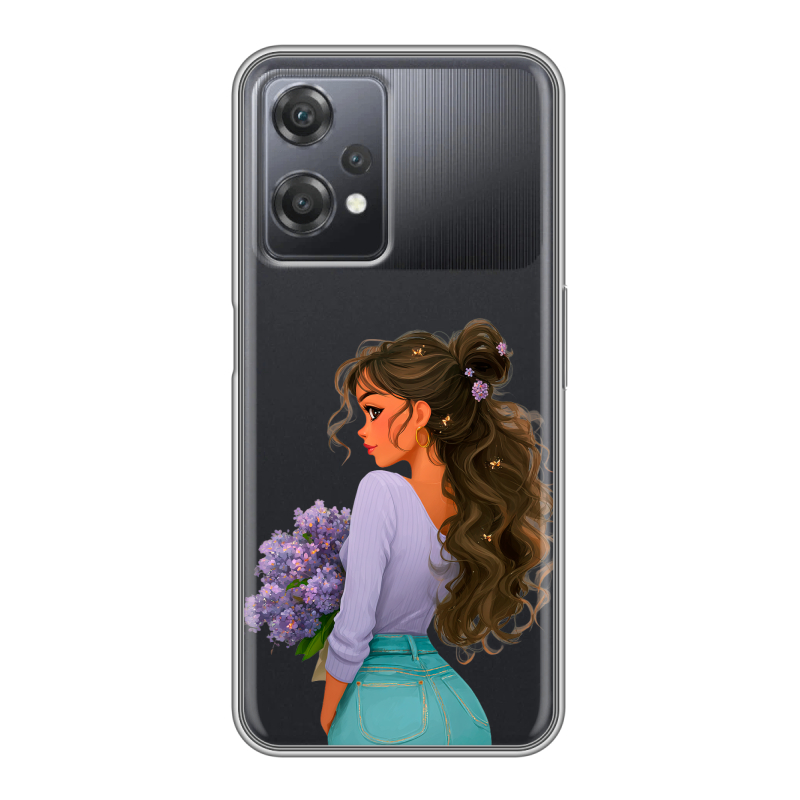 Силиконовый чехол на OnePlus Nord CE 2 Lite с принтом девушка цветы Силиконовый чехол на OnePlus Nord CE 2 Lite с принтом девушка цветы