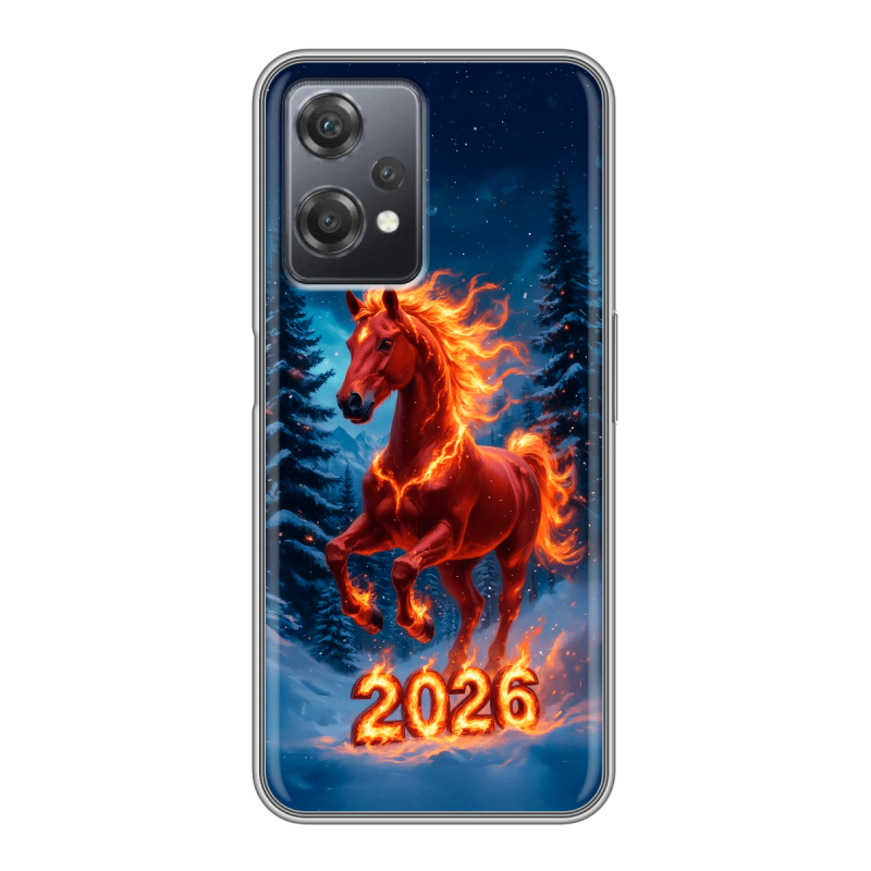 Силиконовый чехол на OnePlus Nord CE 2 Lite с принтом Новый год коня Силиконовый чехол на OnePlus Nord CE 2 Lite с принтом Новый год коня