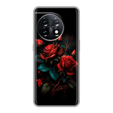 Силиконовый чехол на OnePlus 11 с принтом Розы красные Силиконовый чехол на OnePlus 11 с принтом Розы красные
