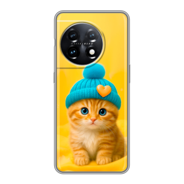 Силиконовый чехол на OnePlus 11 с принтом Котенок в шапке Силиконовый чехол на OnePlus 11 с принтом Котенок в шапке