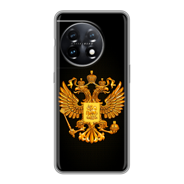 Силиконовый чехол на OnePlus 11 с принтом Герб России желтый