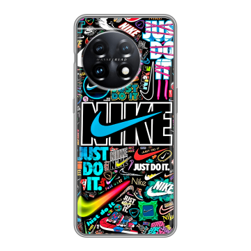 Силиконовый чехол на OnePlus 11 с принтом найк nike черный