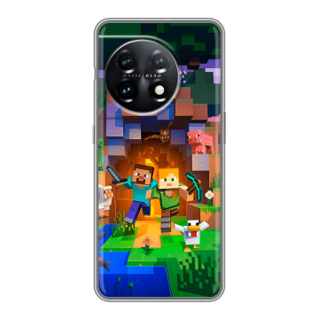 Силиконовый чехол на OnePlus 11 с принтом Майнкрафт Minecraft