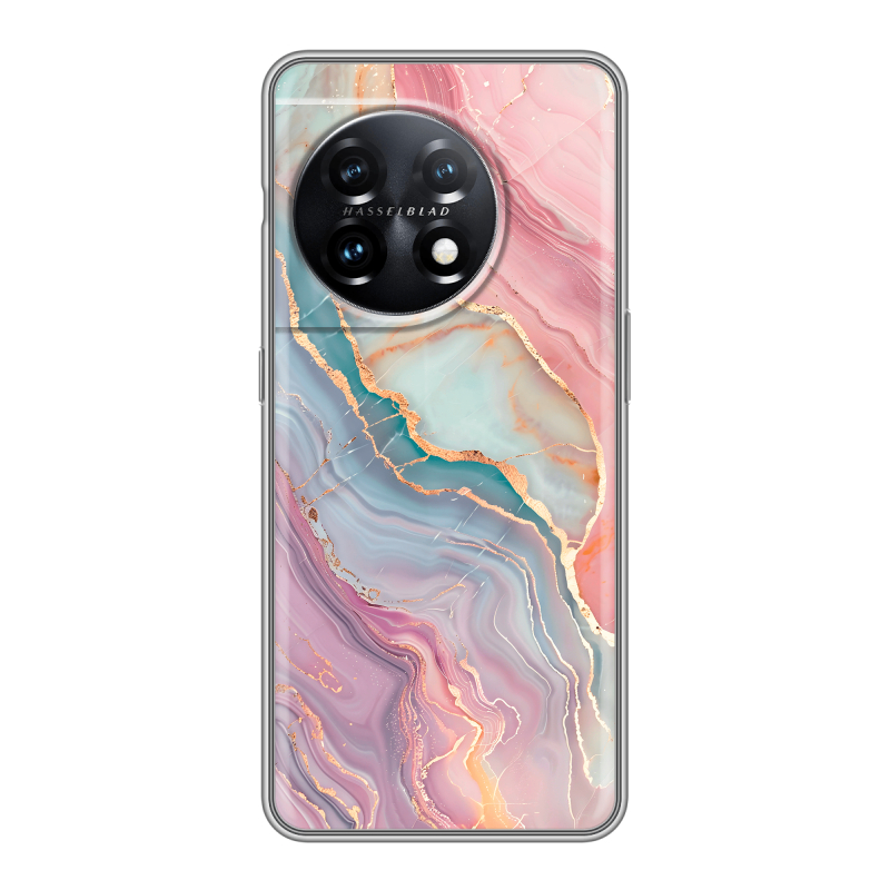 Силиконовый чехол на OnePlus 11 с принтом розовый мрамор Силиконовый чехол на OnePlus 11 с принтом розовый мрамор