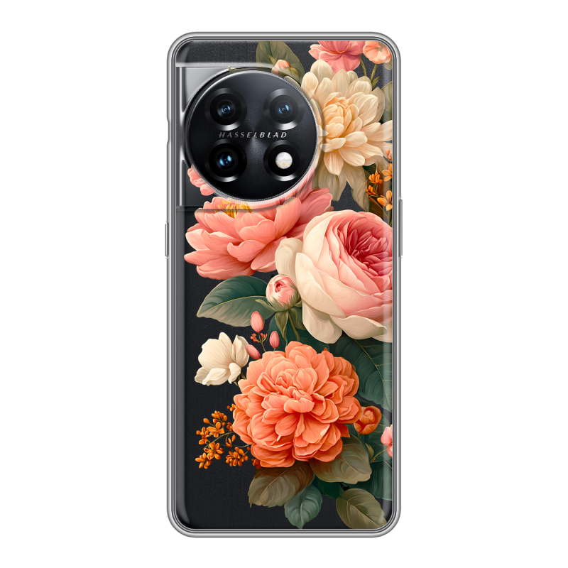 Силиконовый чехол на OnePlus 11 с принтом цветы Силиконовый чехол на OnePlus 11 с принтом цветы