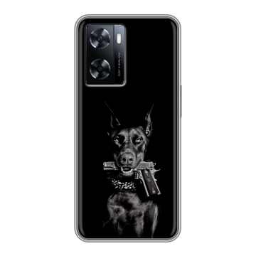 Силиконовый чехол на OnePlus Nord N20 SE с принтом Доберман и пистолет
