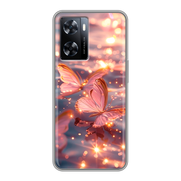 Силиконовый чехол на OnePlus Nord N20 SE с принтом бабочки розовые Силиконовый чехол на OnePlus Nord N20 SE с принтом бабочки розовые