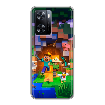 Силиконовый чехол на OnePlus Nord N20 SE с принтом Майнкрафт Minecraft Силиконовый чехол на OnePlus Nord N20 SE с принтом Майнкрафт Minecraft